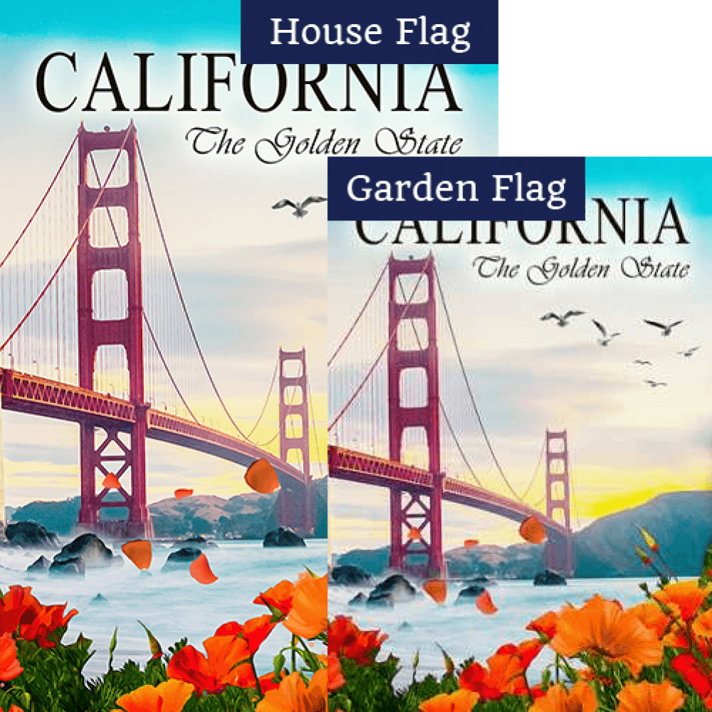 The Golden State Double Sided Flags Set (2 Pieces)