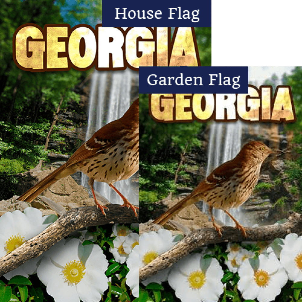 Georgia Brown Thrasher Double Sided Flags Set (2 Pieces)