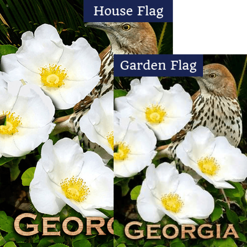 Georgia's Cherokee Rose Double Sided Flags Set (2 Pieces)