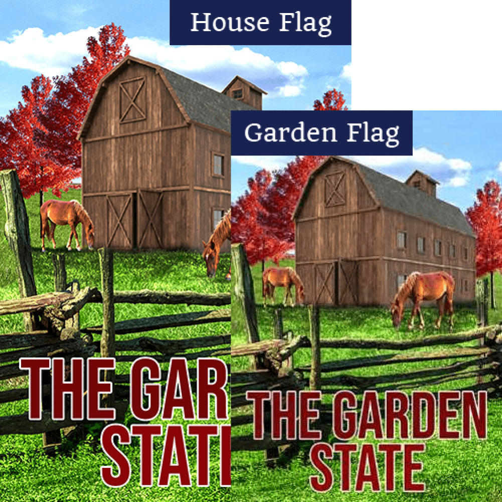 New Jersey-Horse Farm Double Sided Flags Set (2 Pieces)