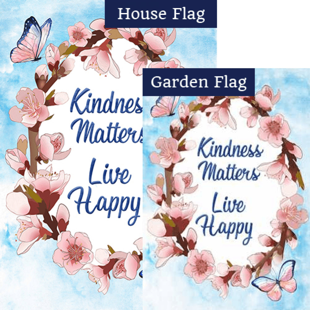 Be Kind, Live happy Double Sided Flags Set (2 Pieces)