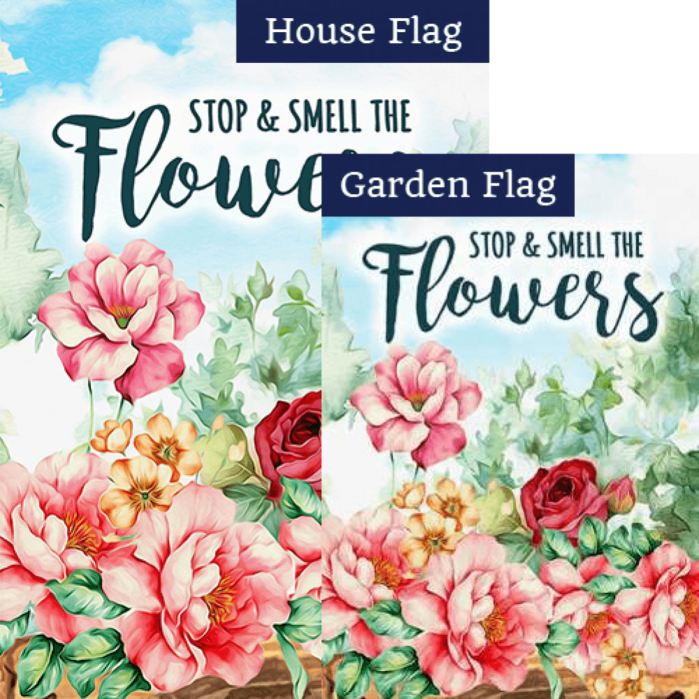 Stop & Smell The Flowers Double Sided Flags Set (2 Pieces)