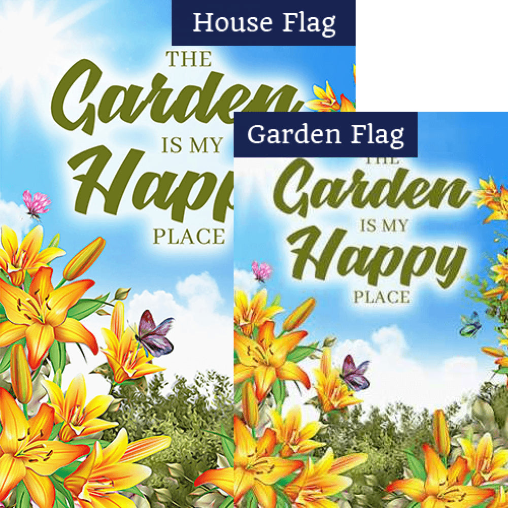 Happy In My Garden Double Sided Flags Set (2 Pieces)