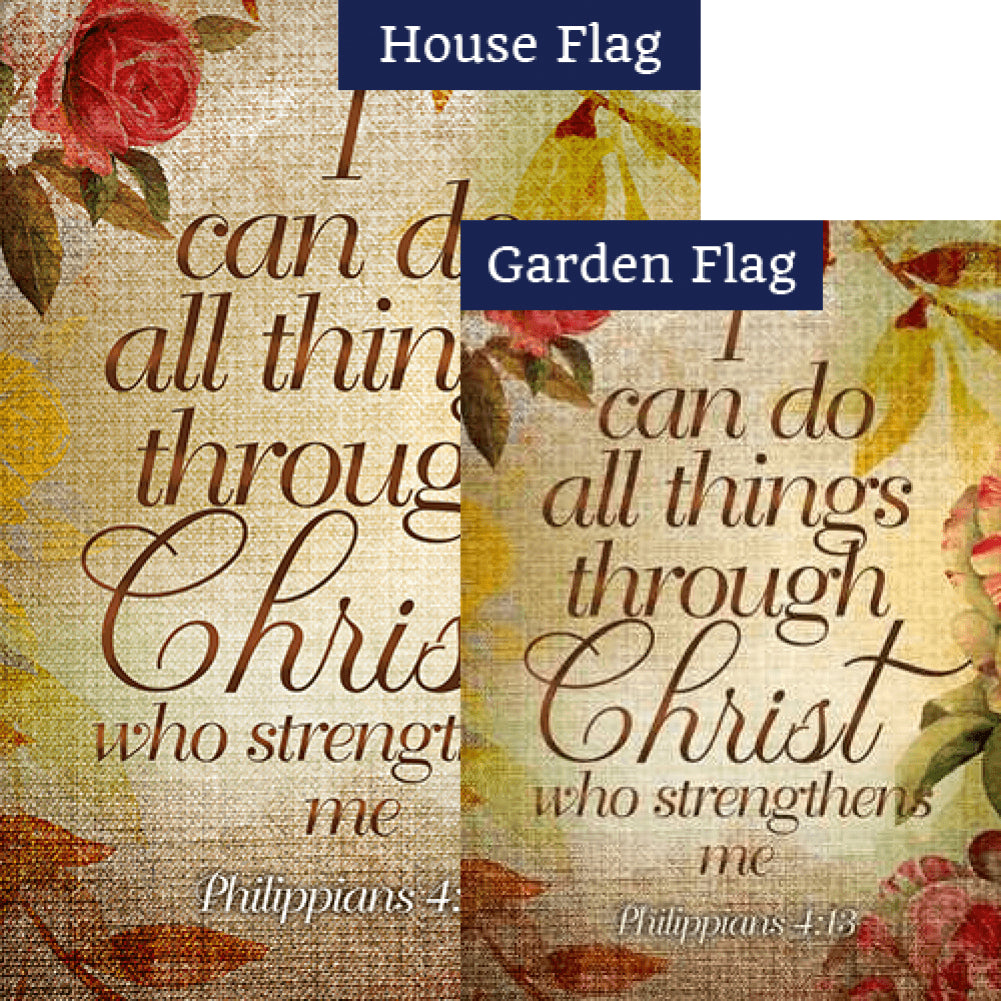 Christ Strengthens Me Double Sided Flags Set (2 Pieces)