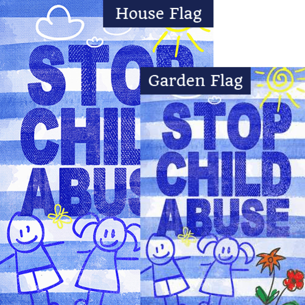 Stop Child Abuse Double Sided Flags Set (2 Pieces)