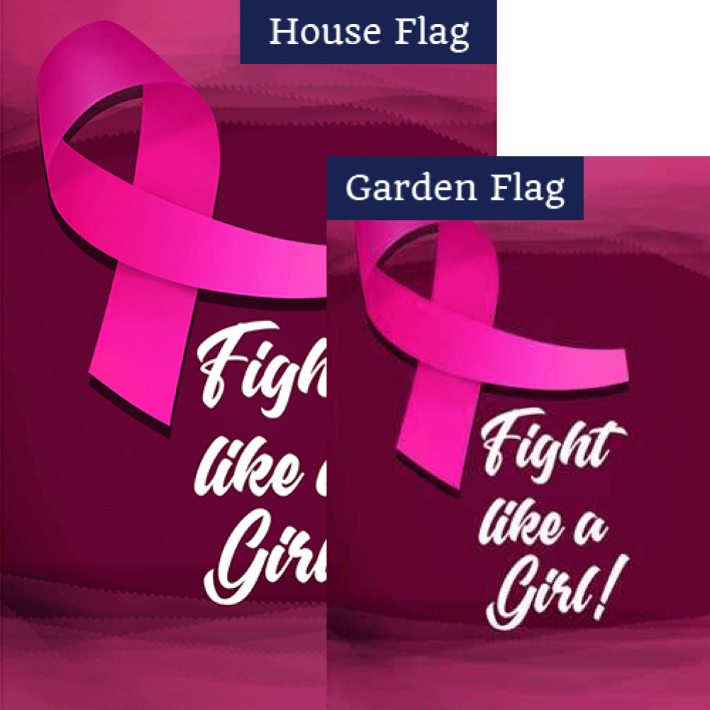 Girl, Fight Breast Cancer! Double Sided Flags Set (2 Pieces)