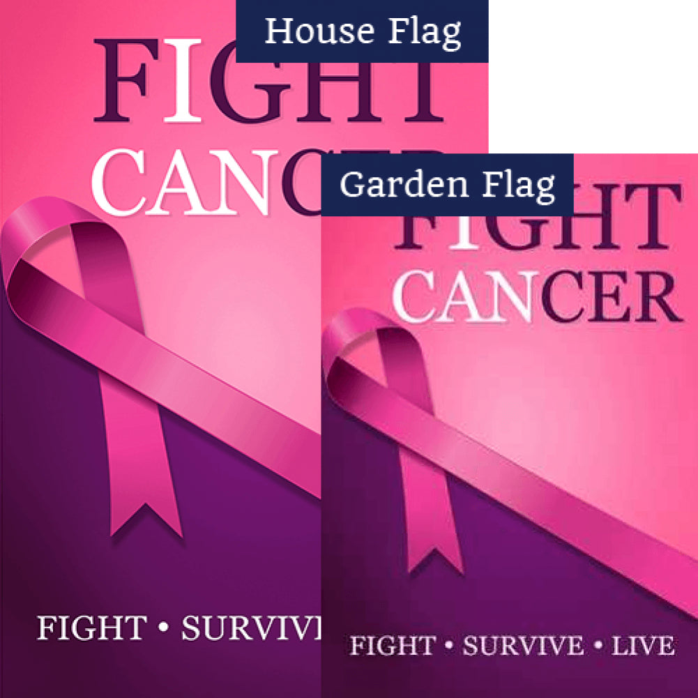 Fight Cancer Double Sided Flags Set (2 Pieces)