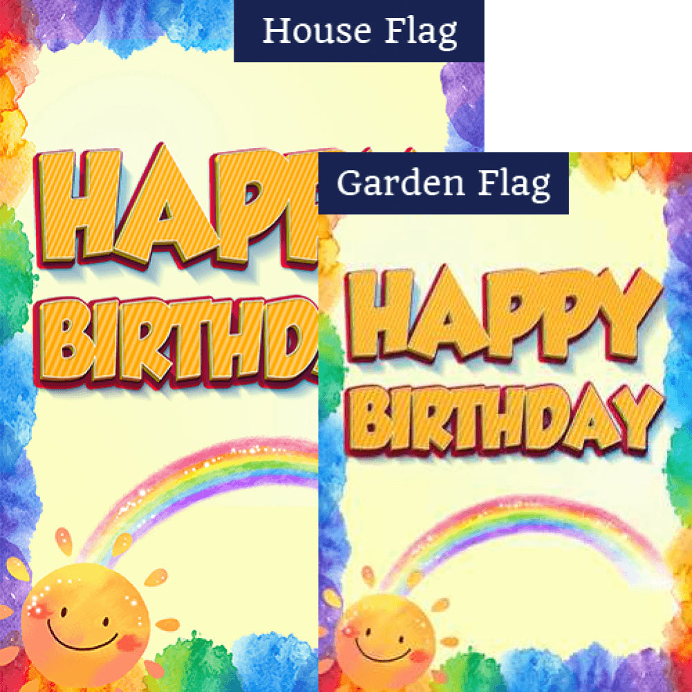 Sunny Birthday Greeting Double Sided Flags Set (2 Pieces)
