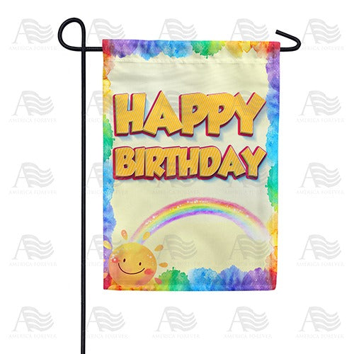 Sunny Birthday Greeting Double Sided Garden Flag