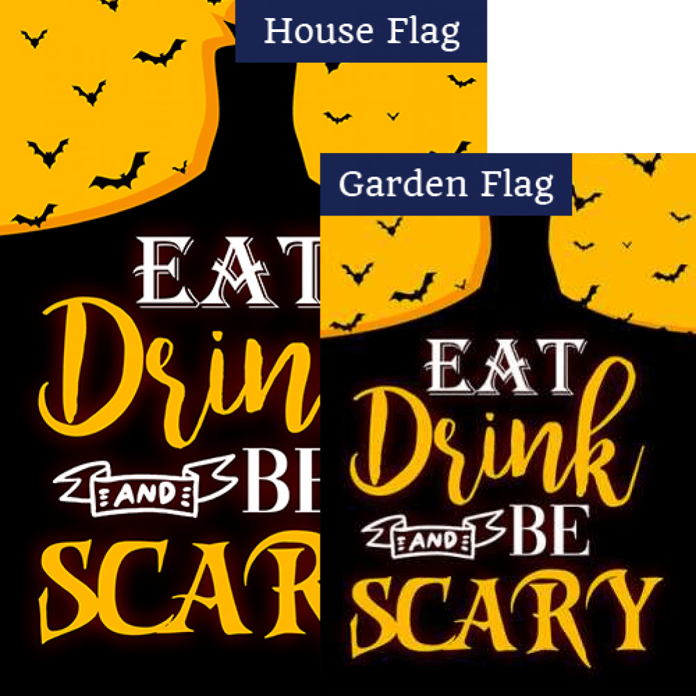 Eat, Drink And Be Scary Double Sided Flags Set (2 Pieces)