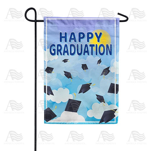 Graduation Cap Toss Double Sided Garden Flag