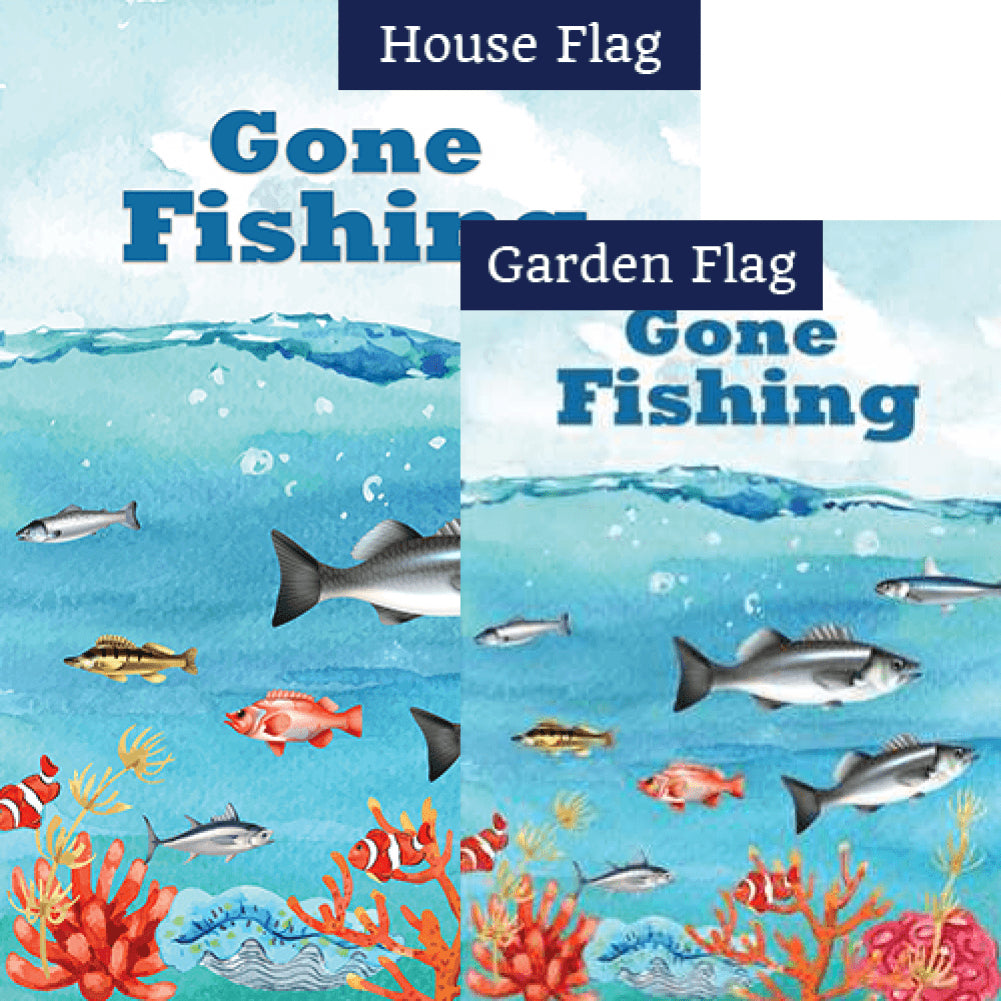 America Forever Gone Fishing Double Sided Flags Set (2 Pieces)