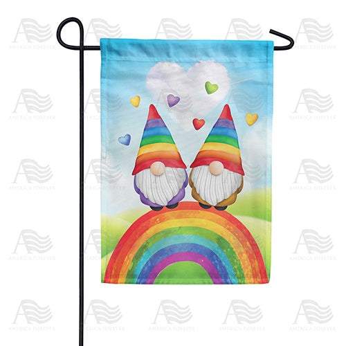 Rainbow Gnomes Double Sided Garden Flag