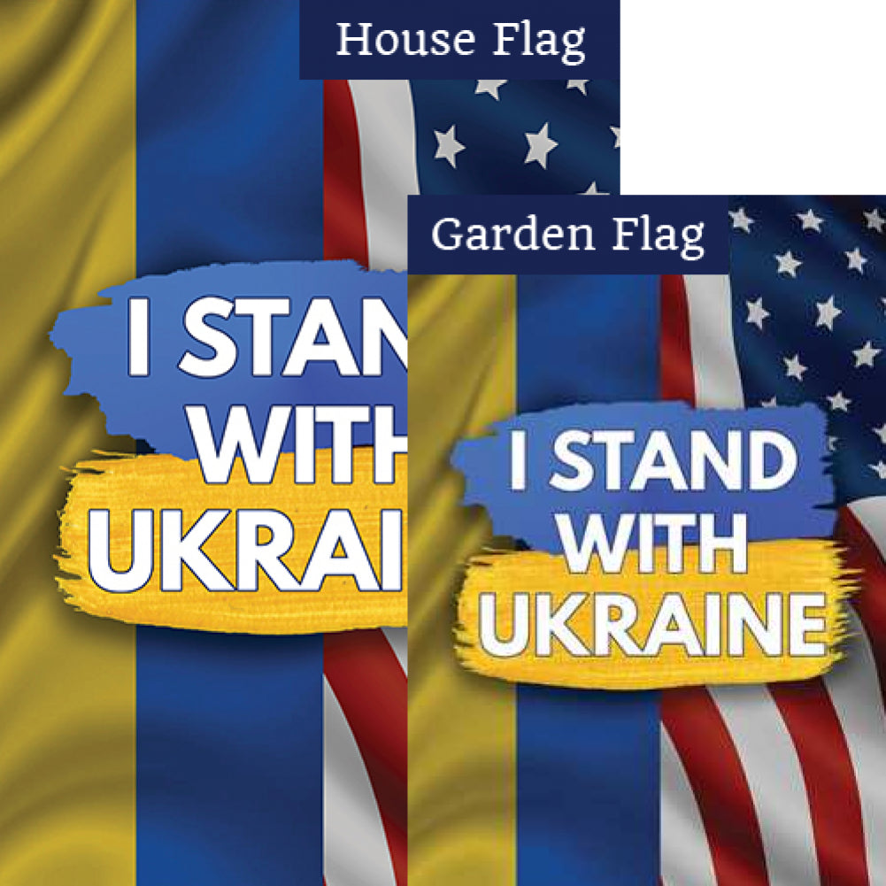 I Stand with Ukraine Double Sided Flags Set (2 Pieces)
