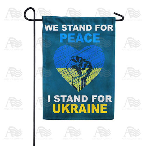 We Stand with Ukraine, We Stand for Peace Double Sided Garden Flag