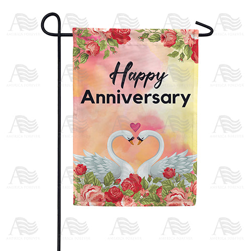Anniversary Swans Double Sided Garden Flag