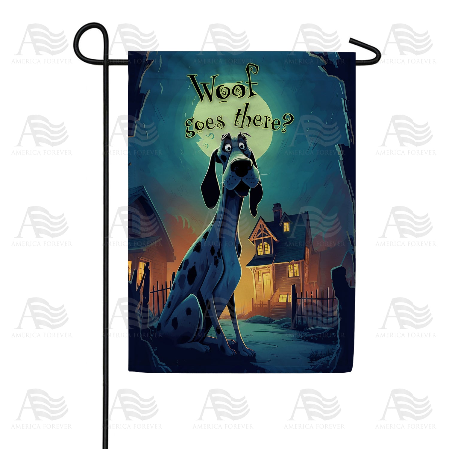 Woof Goes There? Double Sided Garden Flag
