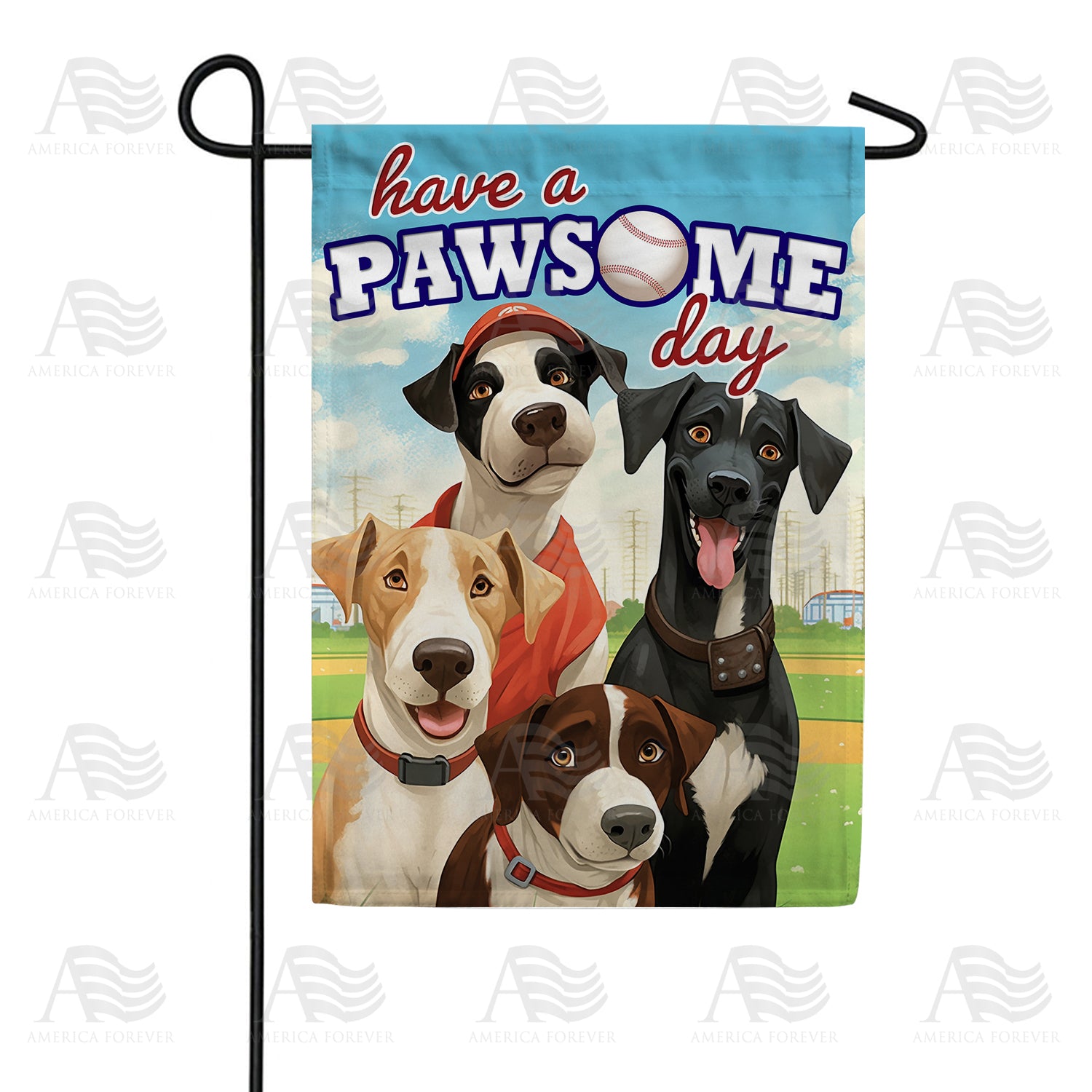 Fun Loving Pups Double Sided Garden Flag