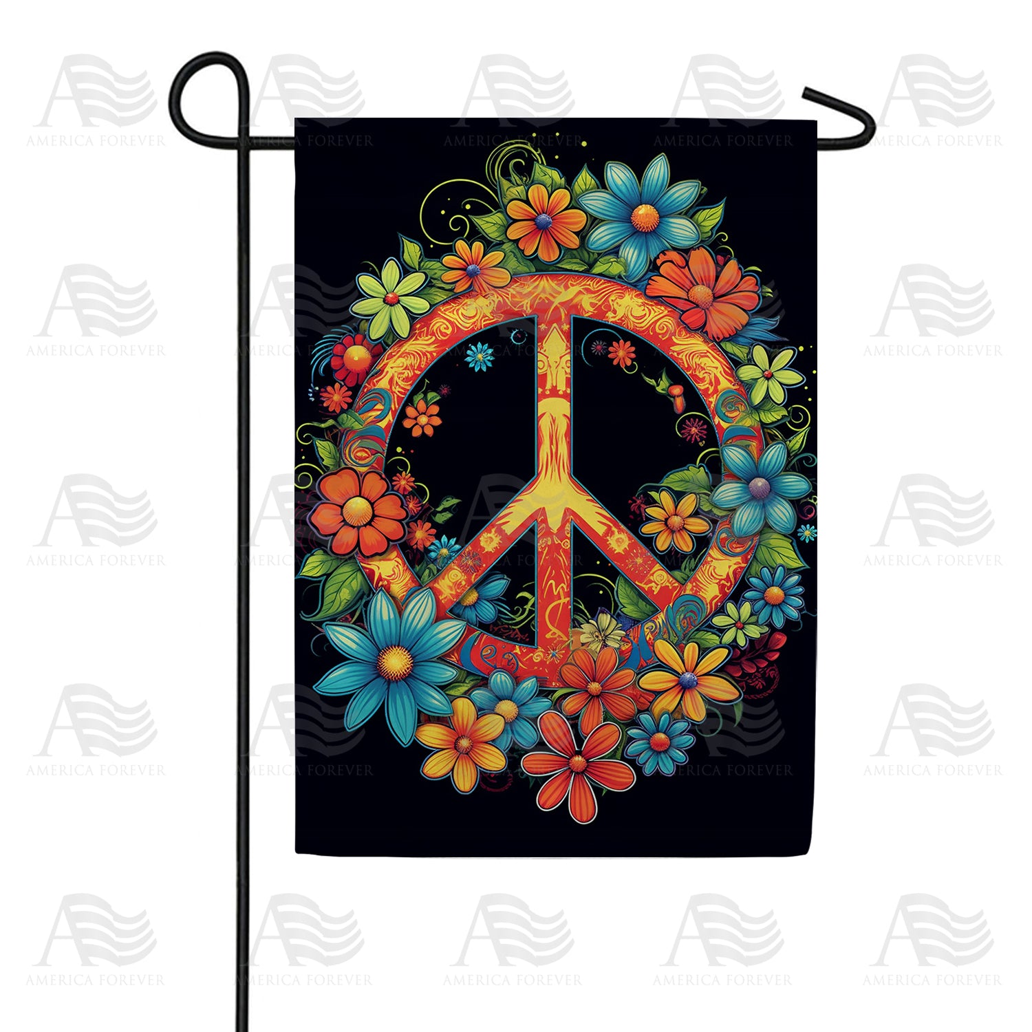 Blooming Peace Sign Double Sided Garden Flag