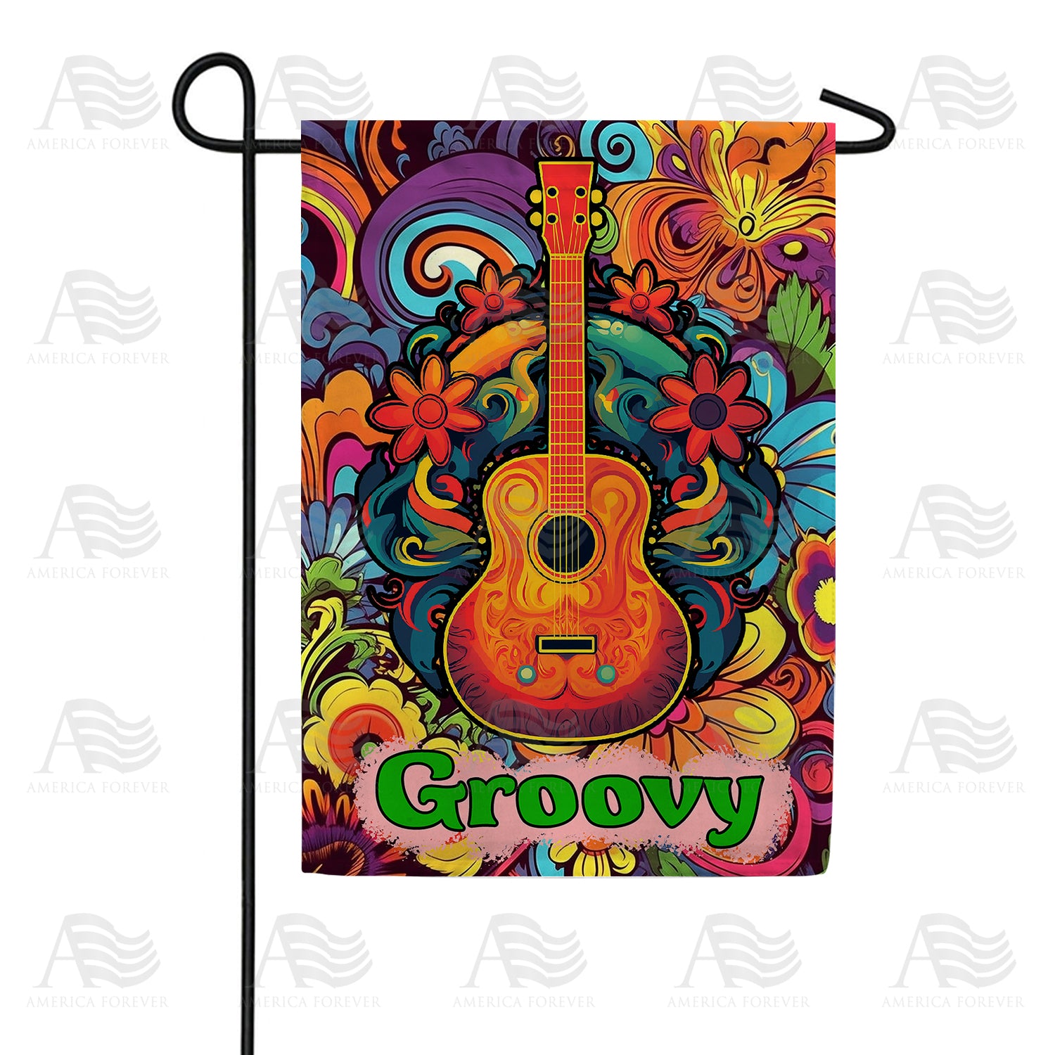 Groovy Guitar Double Sided Garden Flag