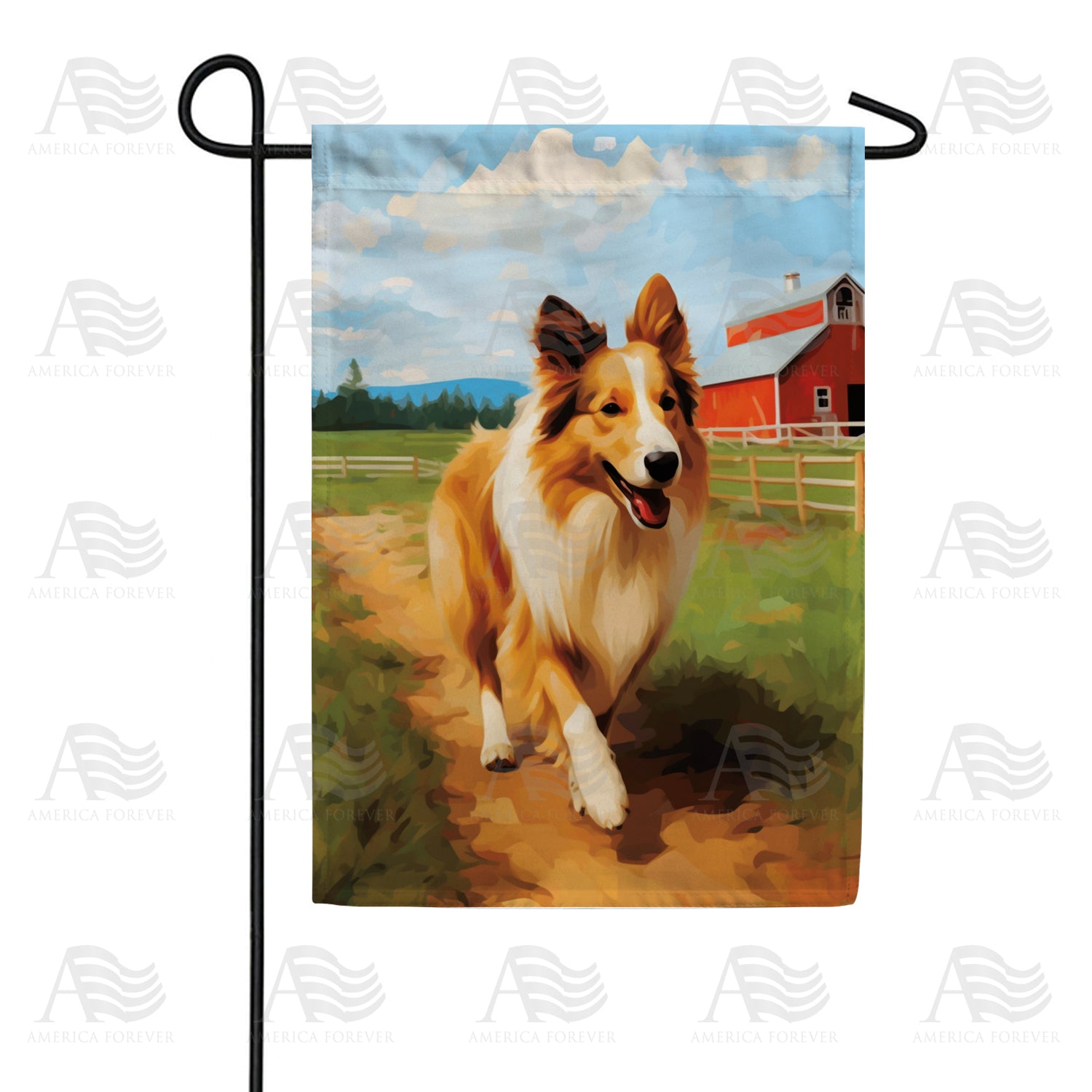 Country Collie Double Sided Garden Flag