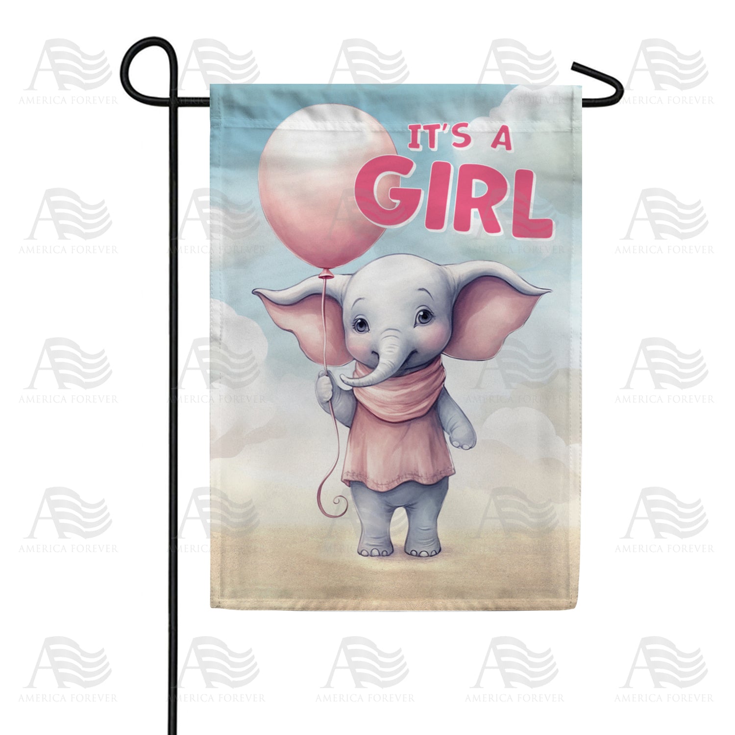 Baby Girl Elephant Double Sided Garden Flag