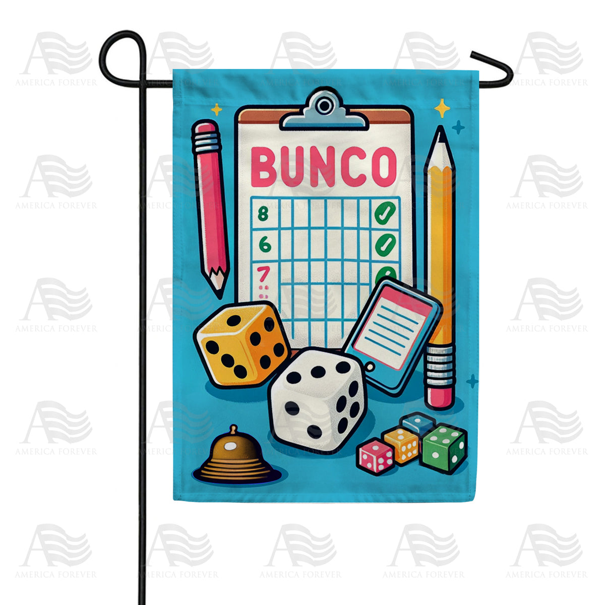 Classic Bunco Scorecard and Dice Double Sided Garden Flag