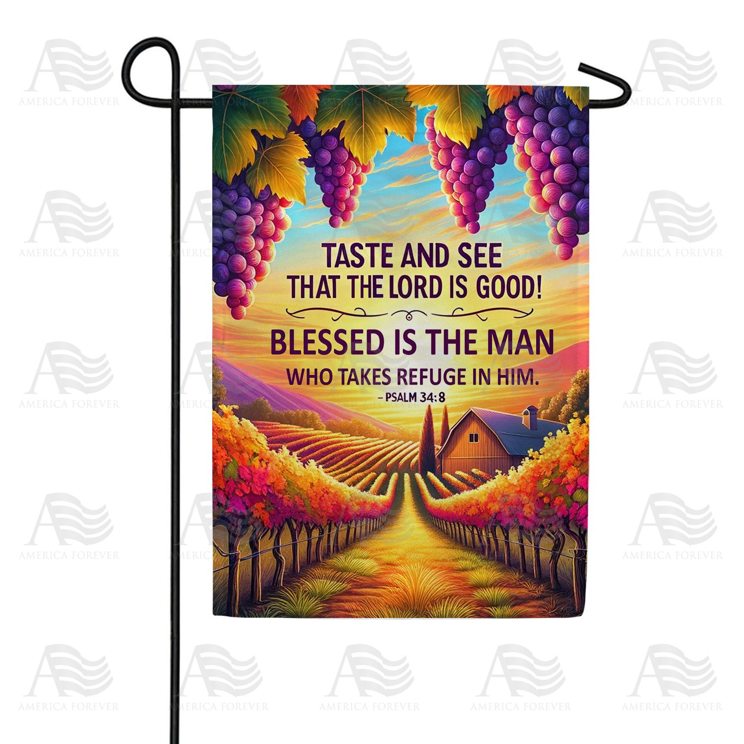 Autumn Vineyard Inspirational Verse Double Sided Garden Flag