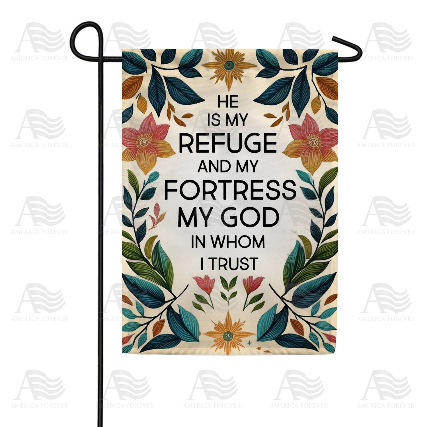 Floral Faith Quote Double Sided Garden Flag