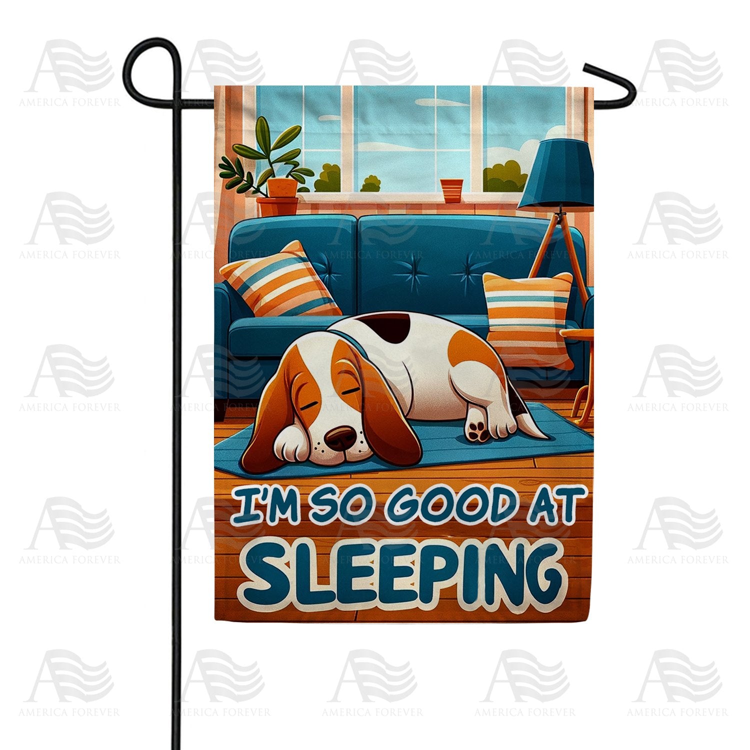 Napping Beagle Double Sided Garden Flag