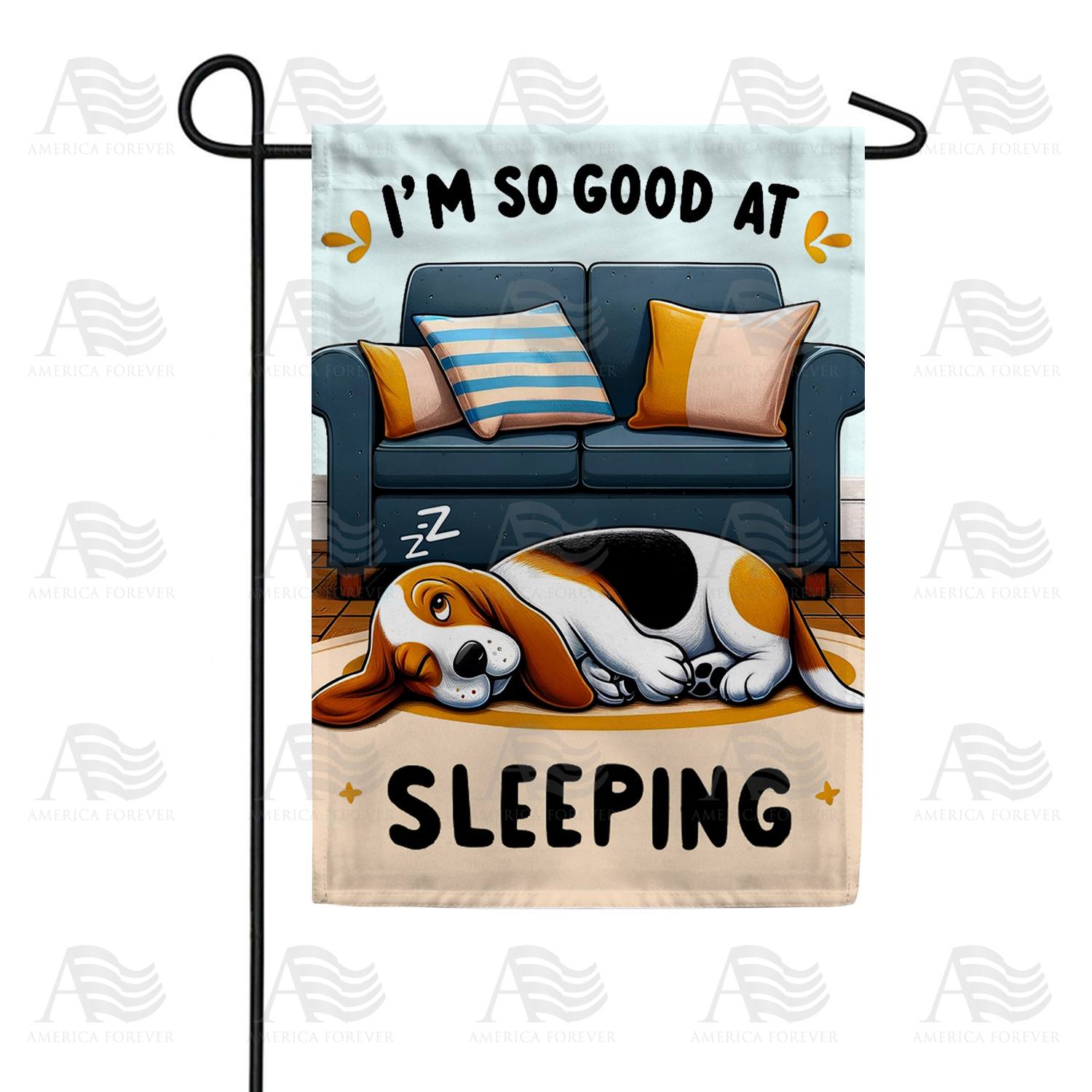 Expert Sleeper Beagle Double Sided Garden Flag