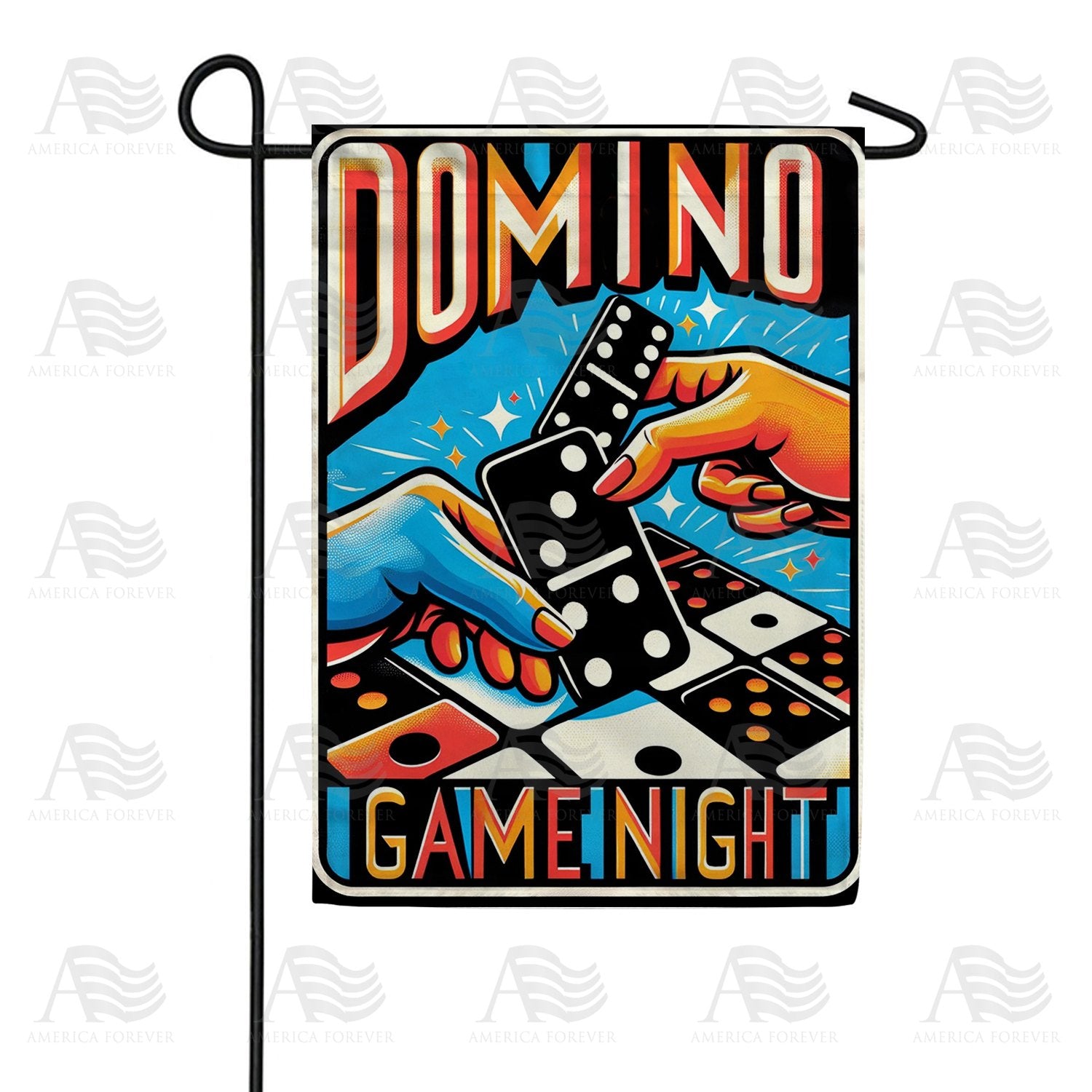 Retro Domino Game Night Double Sided Garden Flag