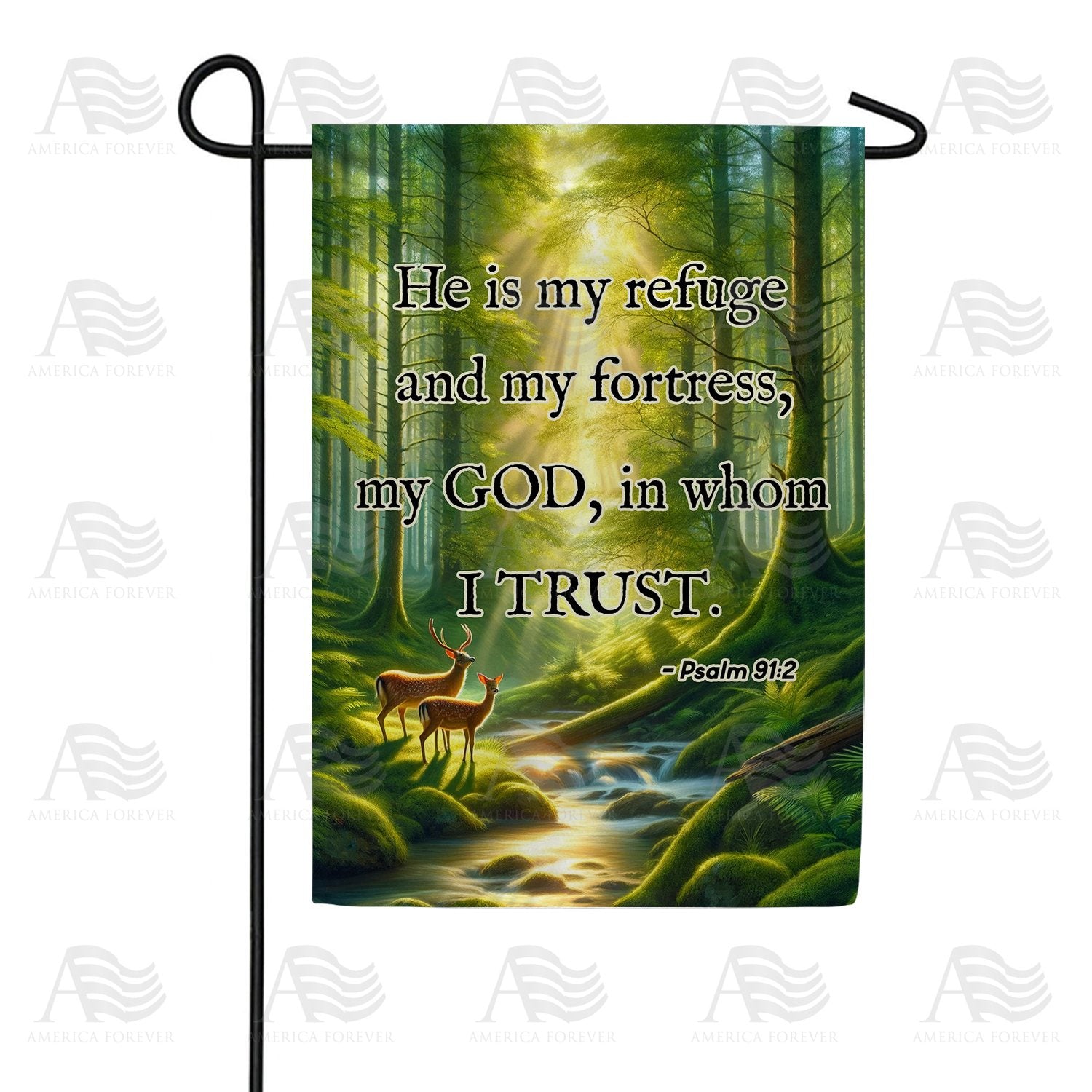 Forest Refuge Biblical Verse Double Sided Garden Flag