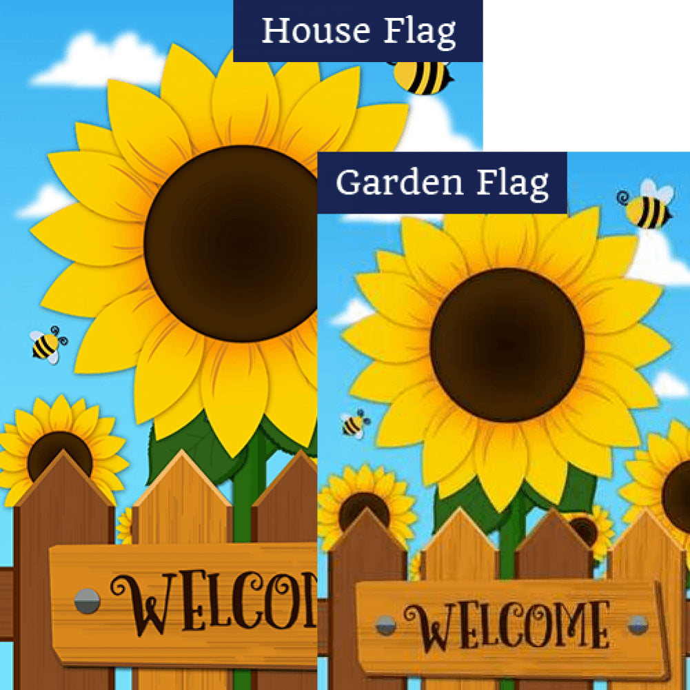 Sunflower Welcome Double Sided Flags Set (2 Pieces)