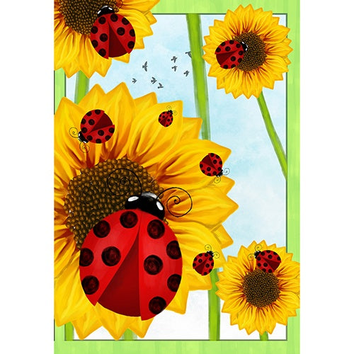 Ladybugs and Sunflowers Double Sided Garden Flag