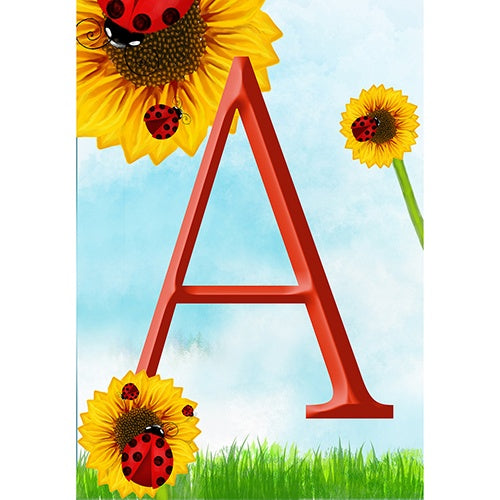 Ladybugs and Sunflowers Monogram Garden Flag