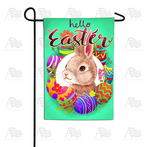 Watercolor Hello Easter Bunny Double Sided Garden Flag