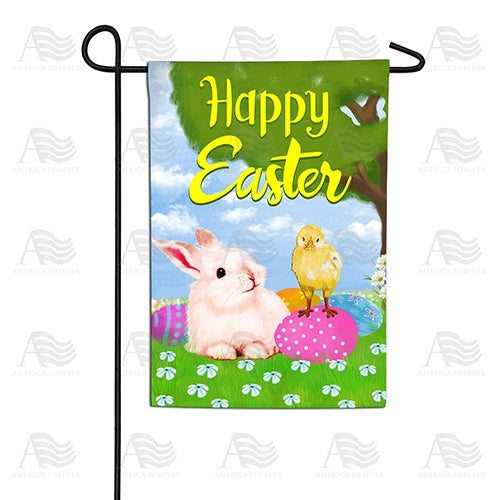 Bunny and Chick Easter Buddies Double Sided Garden Flag