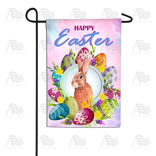 Egg-cellent Easter Wreath Bunny Double Sided Garden Flag