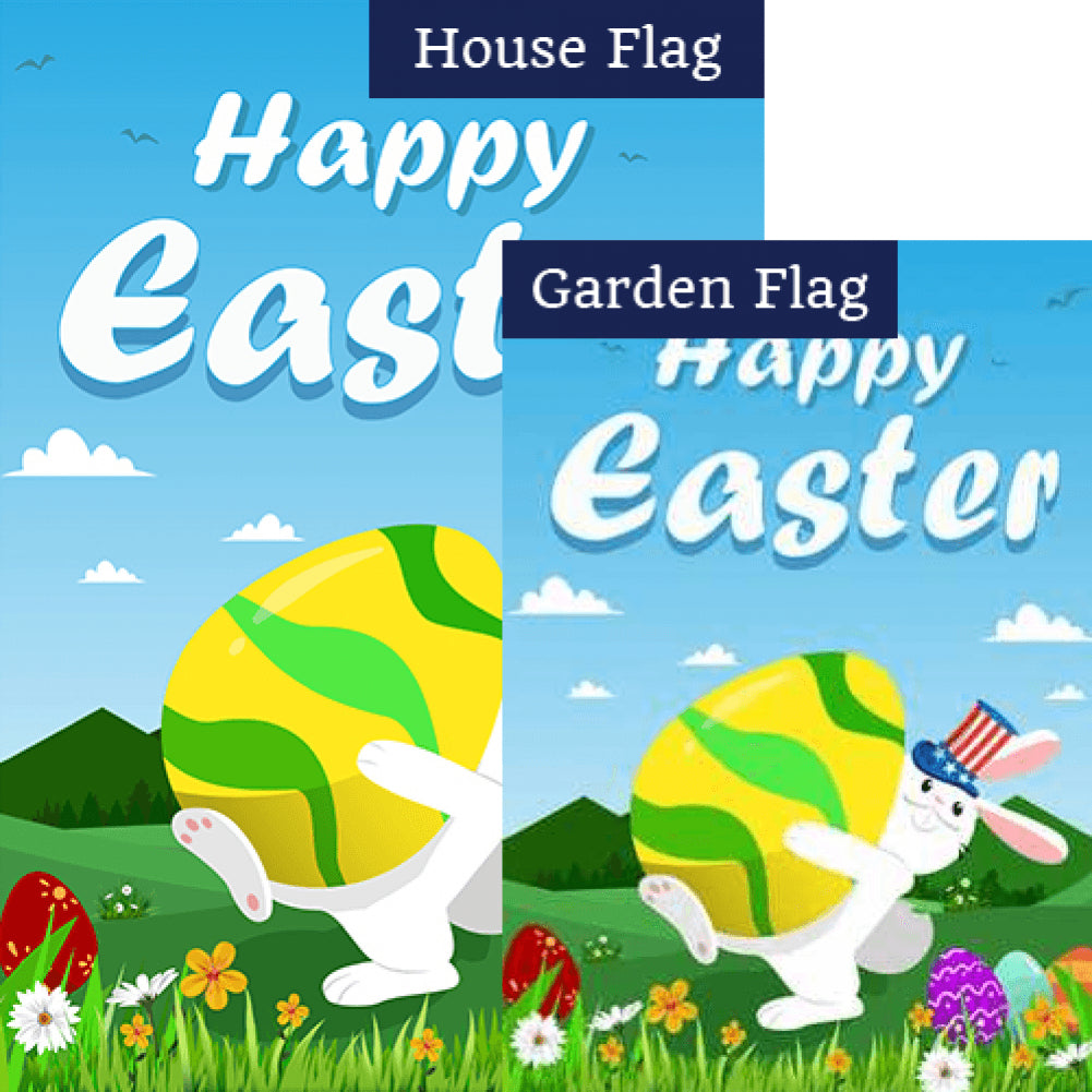 American Easter Bunny Double Sided Flags Set (2 Pieces)