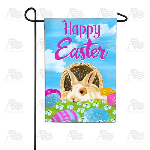Happy Easter Basket Bunny Double Sided Garden Flag