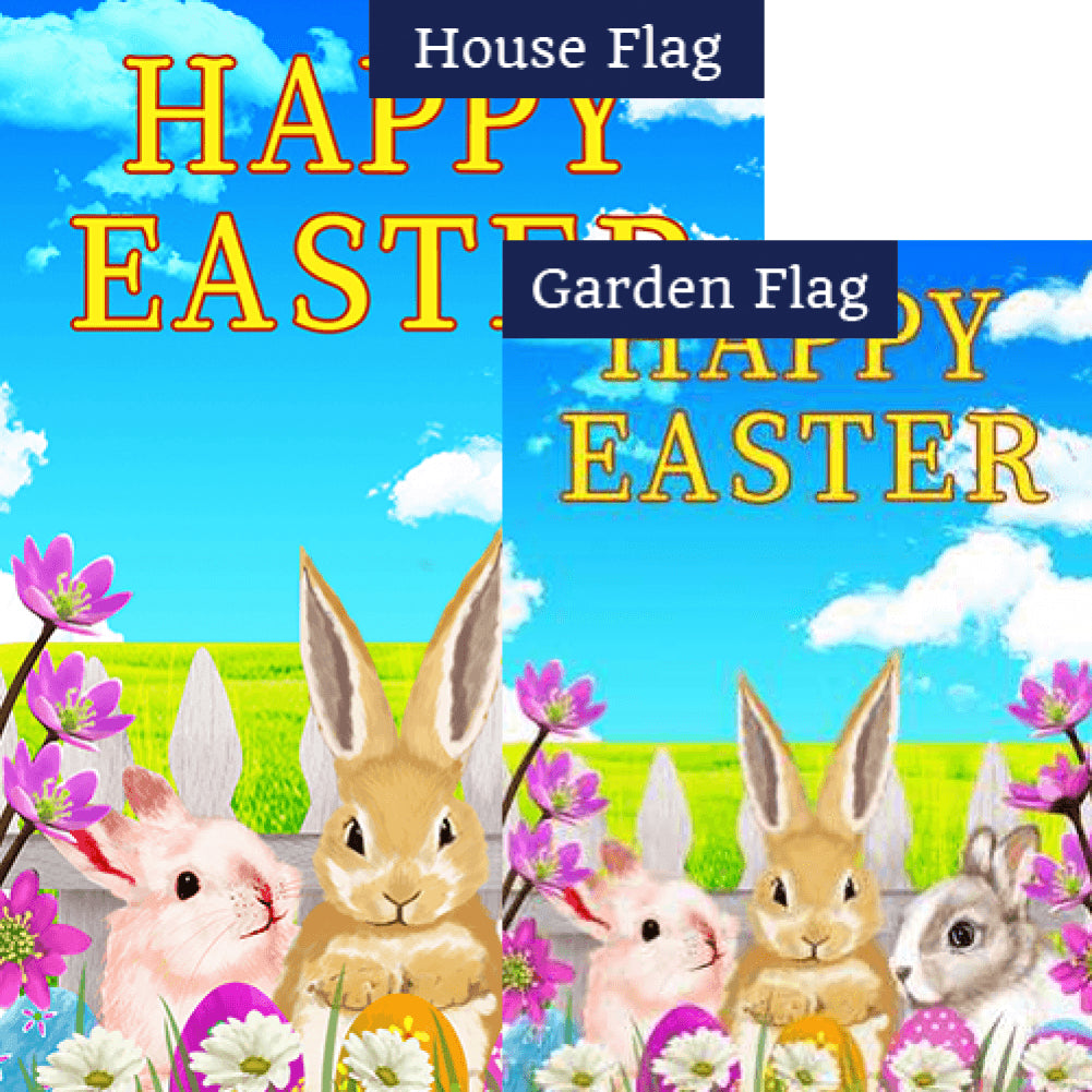 Easter Bunny Meeting Double Sided Flags Set (2 Pieces)
