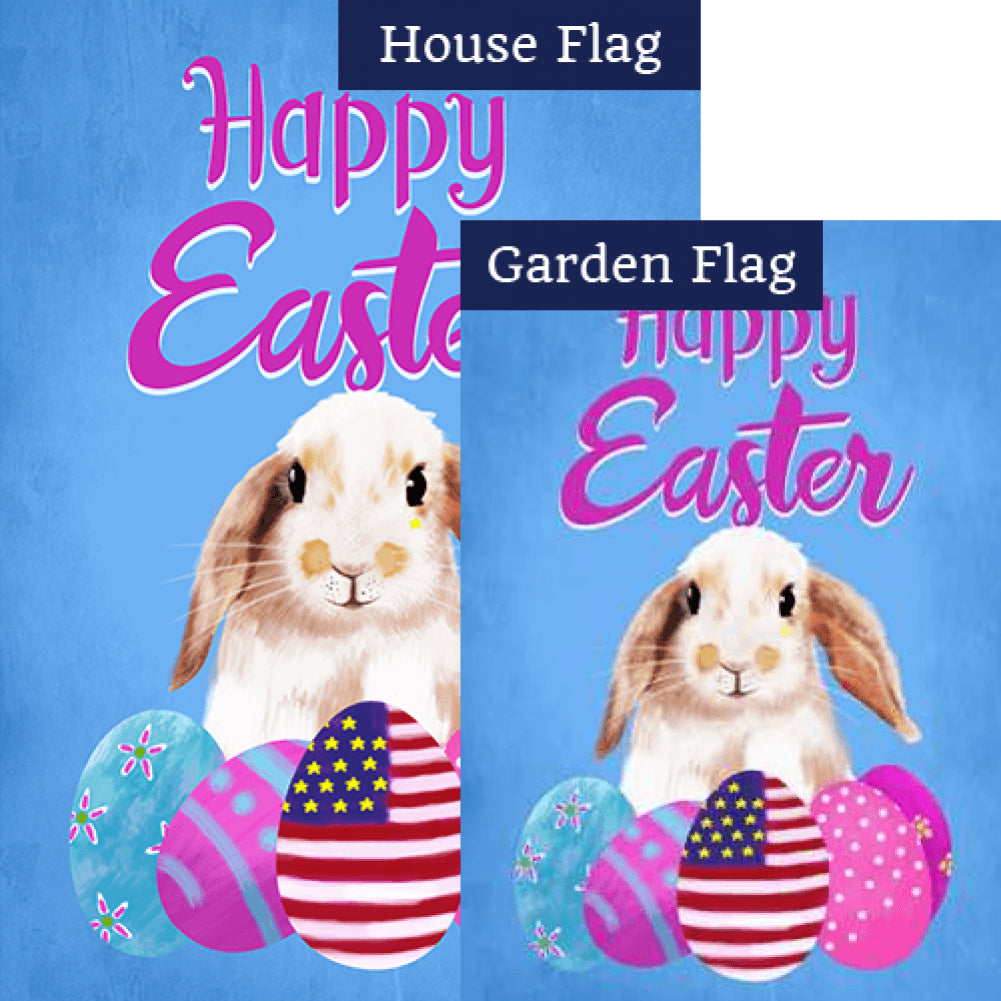 Patriotic Easter Bunny Double Sided Flags Set (2 Pieces)