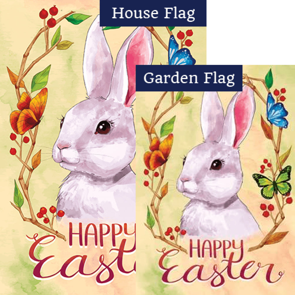 Watercolor Easter Bunny Double Sided Flags Set (2 Pieces)
