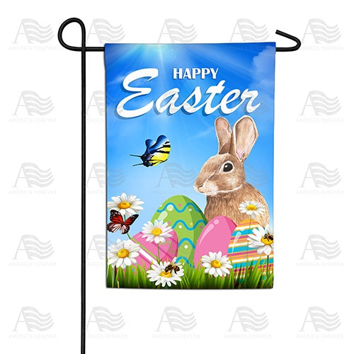 Happy Easter Bunny Butterfly Double Sided Garden Flag