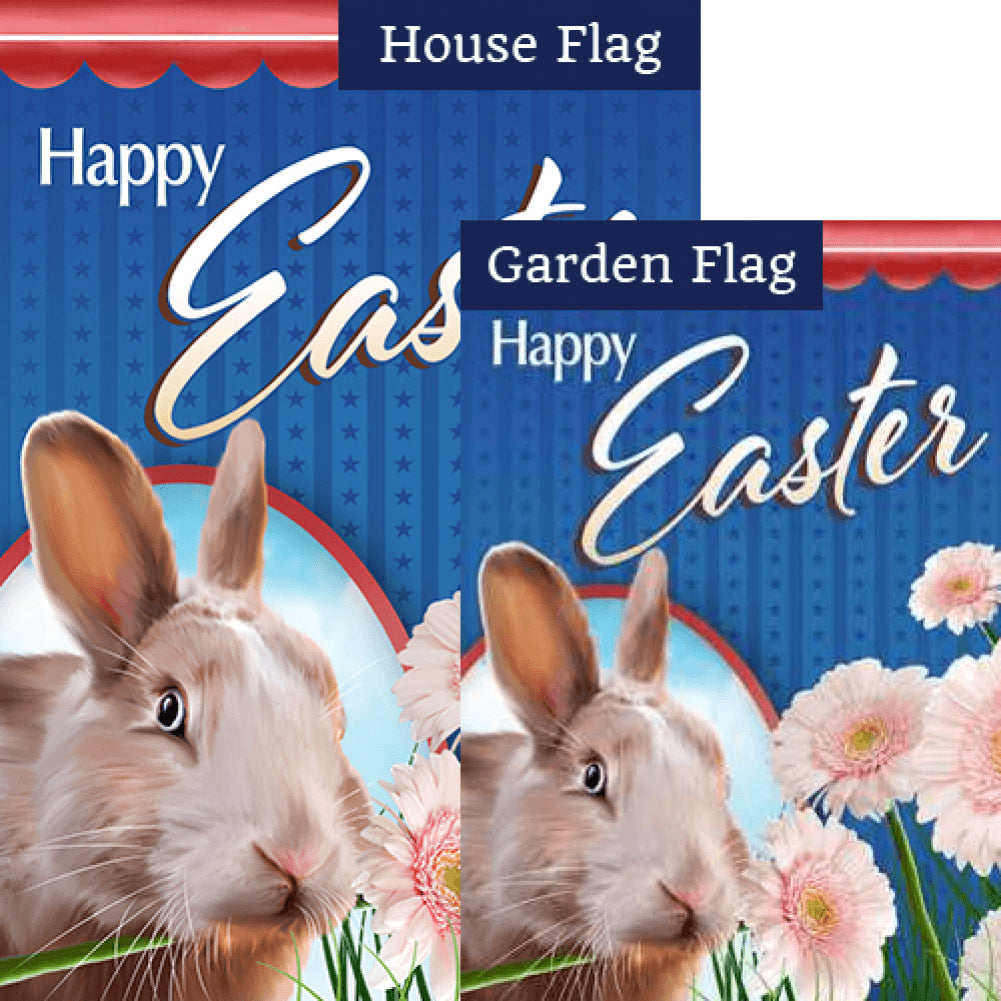 Realistic Easter Bunny Double Sided Flags Set (2 Pieces)