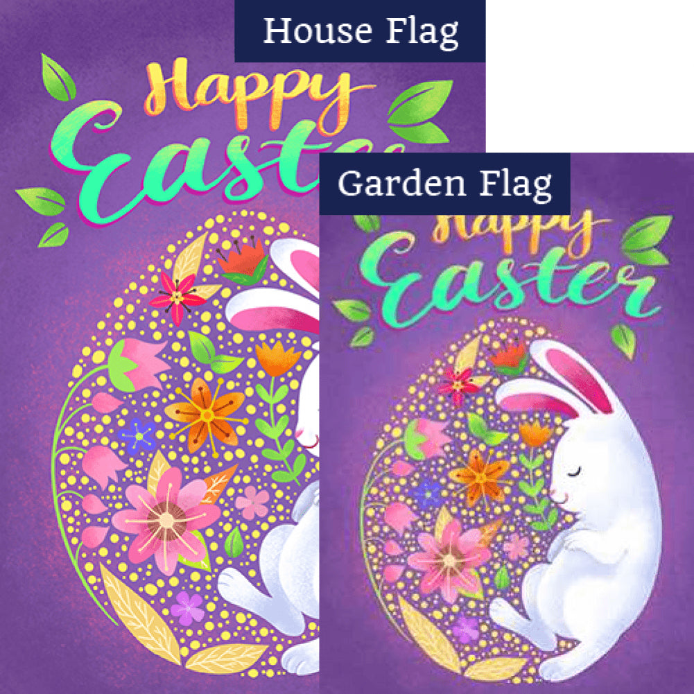 Sleepy Easter Bunny Double Sided Flags Set (2 Pieces)