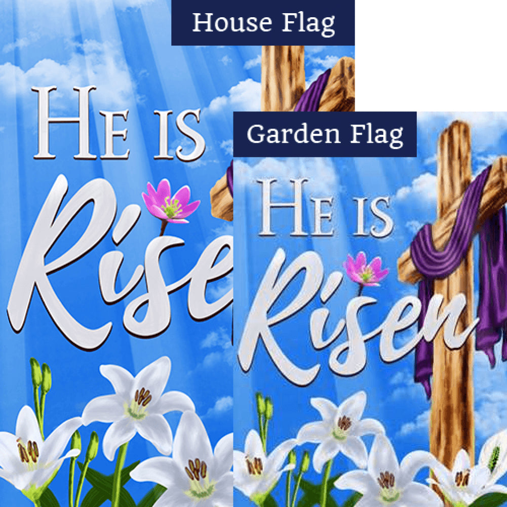 He is Risen Sky and Lilies Double Sided Flags Set (2 Pieces)