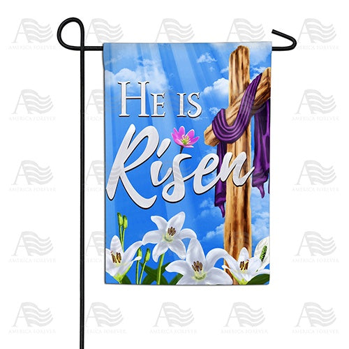He is Risen Sky and Lilies Double Sided Garden Flag