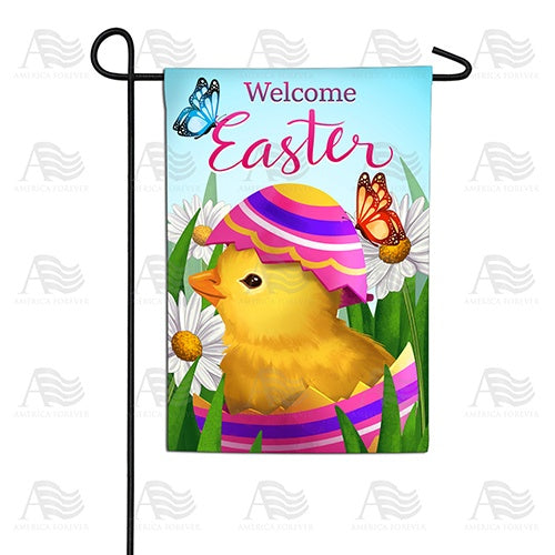 Easter Chick and Butterflies Double Sided Garden Flag